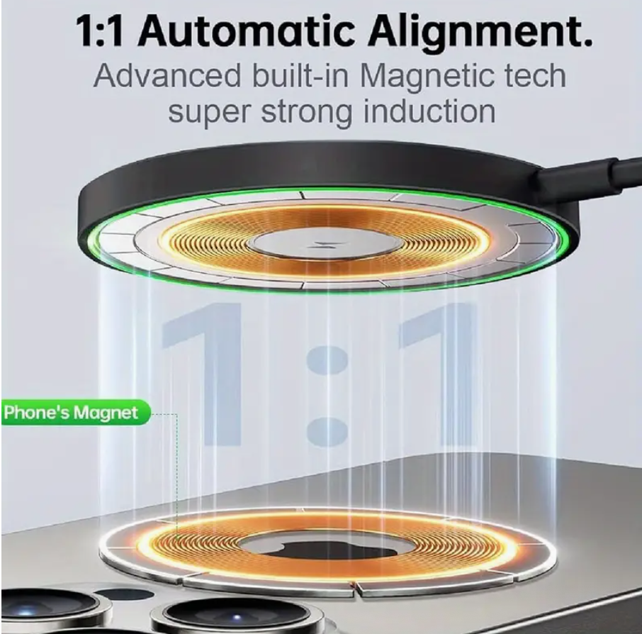 15W Magnetic Wireless Charger Pad – Fast Charging for iPhone & Qi Devices