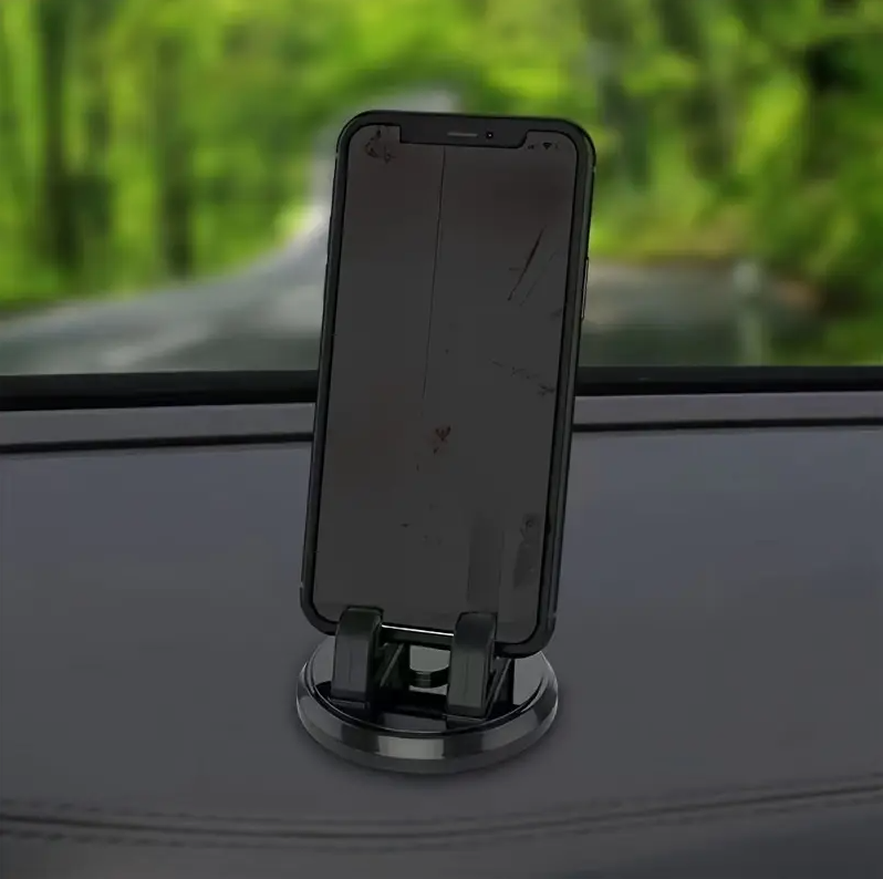 360° rotatable car phone holder mounted on dashboard